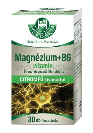 HERBÁRIA Magnézium + B6-vitamin citromfű kivonattal étrend-kiegészítő filmtabletta 30 db