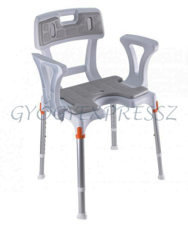 KING Zuhanyszék fürdetőszék háttámlával és karfával 150 kg-ig FEHÉR