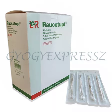RAUCOTUPF 150 db STERIL Nagy fejű vattapálca 15 cm-es nyéllel