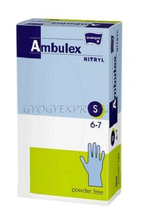 AMBULEX NITRIL Púdermentes gumikesztyű vizsgálókesztyű S-es méret 100 db 