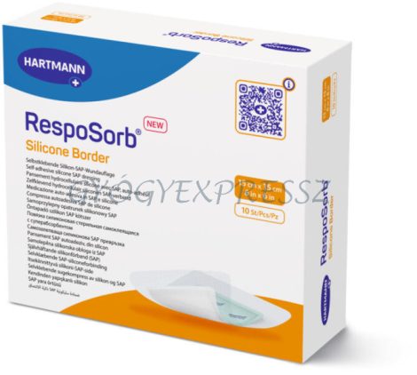RESPOSORB SILICONE BORDER 15 x 15 cm szuperabszorbens hidrocelluláris kötszer szilikonréteggel 1 db (MG 410217182)