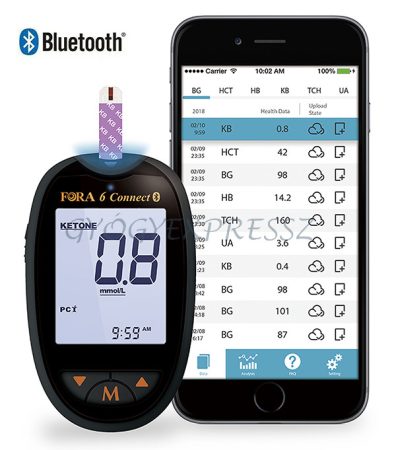 FORA 6 CONNECT MULTI-PARAMETER Kislabor készülék Vércukor, Hg, HT, Koleszterin, Keton, Húgysav mérés (MG 33017)