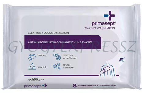PRIMASEPT Antibakteriális Mosdatókesztyű higiéniai törlőkendő 8 db