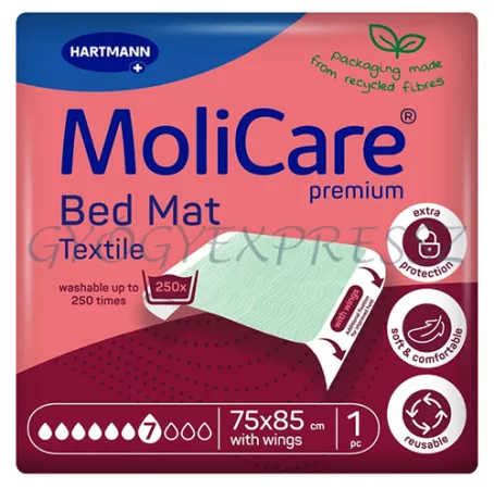 MOLICARE BED MAT PREMIUM TEXTIL 75 x 85 cm Mosható szárnyas betegalátét 1db