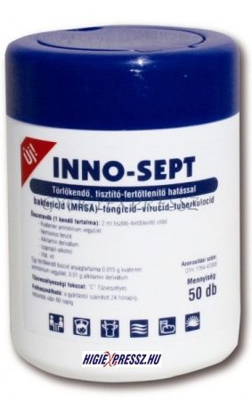 INNO-SEPT Felületfertőtlenítő és Bőrfertőtlenítő törlőkendő 50 db (MG 5716)