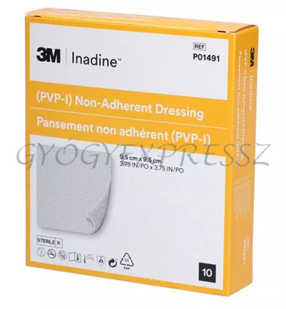SOLVENTUM INADINE 9,5 x 9,5 cm Nem tapadó antibakteriális kötszer 10% jód-povidonnal 1db