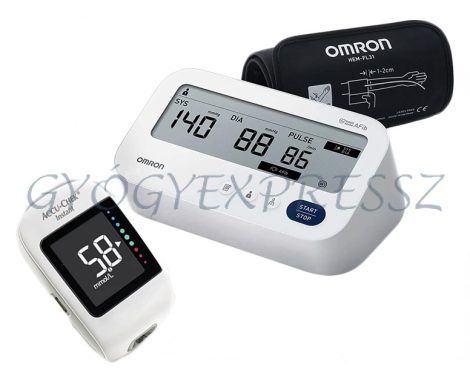 PROFI 2 Vérnyomás Vércukor Egészségcsomag (Omron M3 és Accu-Chek INSTANT)