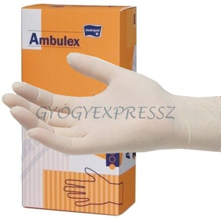AMBULEX LATEX Enyhén púderes gumikesztyű vizsgálókesztyű 100 db (MG)