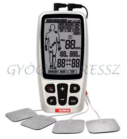 GIMACARE TENS/EMS Otthoni fizikoterápiás készülék 2 csatornás 60 programos (MG 30219)